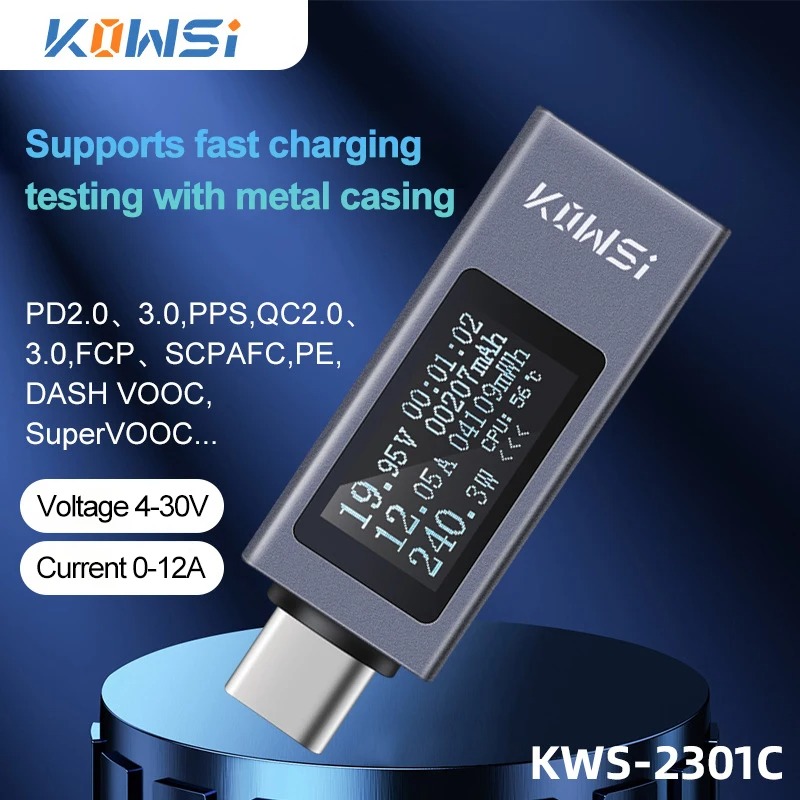 Power Supply Tester - Miernik prądu i napięcia Type-C KWS-2301C