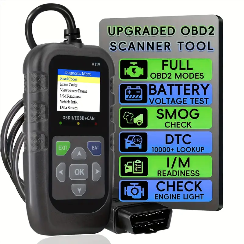 Power Supply Tester - Skaner OBD2 V119, czytnik kodów, zasilany